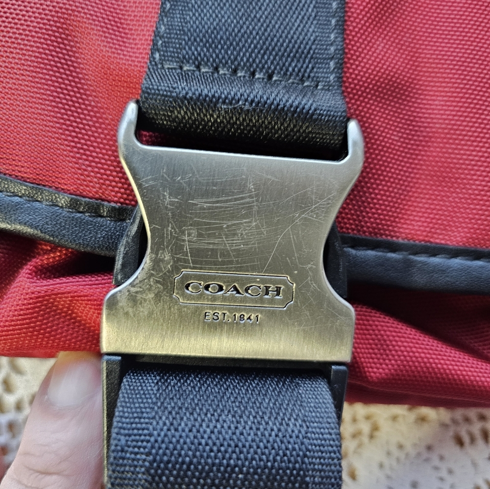 Mens/Women's Coach Messenger Bag, BURNT RED COLOR NYLON, Not Bright Red - Picture 6 of 16